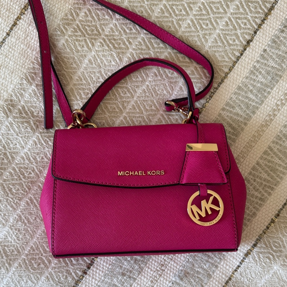 Michael Kors Fuchsia Satchel with Gold Accents